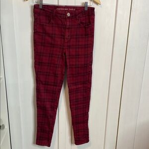 American Eagle | High Rise Jegging - Red Plaid Pants - US8